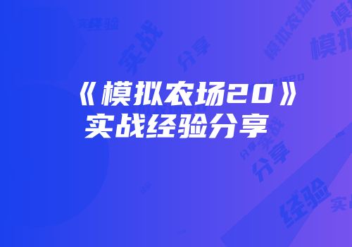 《模拟农场20》实战经验分享