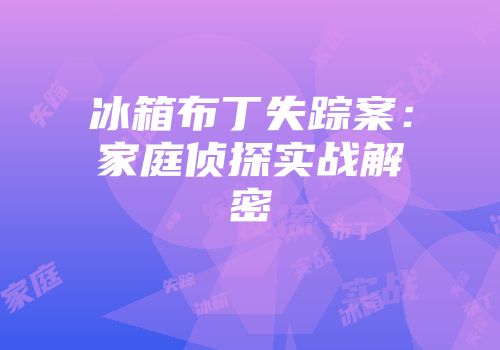 冰箱布丁失踪案:家庭侦探实战解密