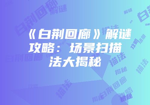 《白荆回廊》解谜攻略：场景扫描法大揭秘