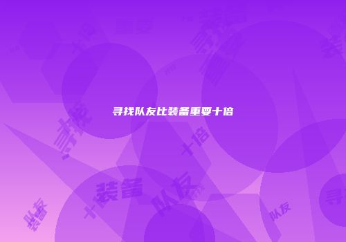 寻找队友比装备重要十倍