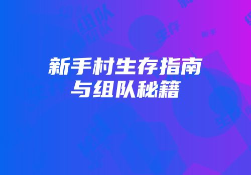 新手村生存指南与组队秘籍