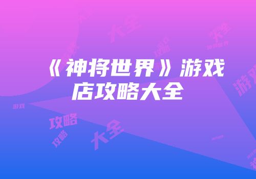 《神将世界》游戏店攻略大全