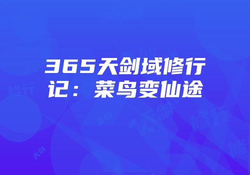365天剑域修行记:菜鸟变仙途