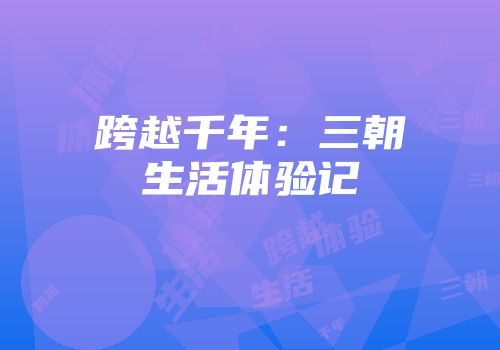 跨越千年：三朝生活体验记
