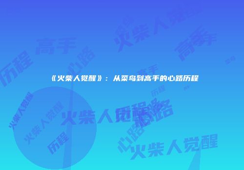 《火柴人觉醒》：从菜鸟到高手的心路历程