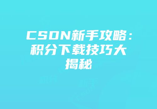 CSDN新手攻略：积分下载技巧大揭秘