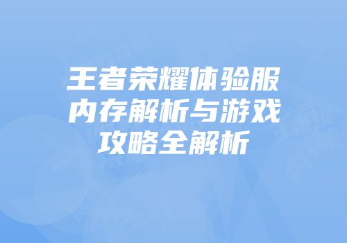 王者荣耀体验服内存解析与游戏攻略全解析