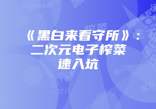 《黑白来看守所》:二次元电子榨菜速入坑