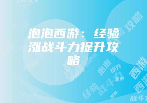 泡泡西游：经验涨战斗力提升攻略