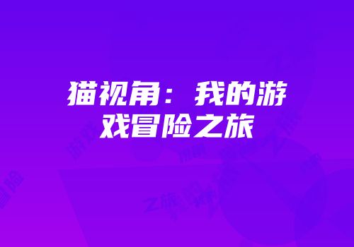 猫视角：我的游戏冒险之旅