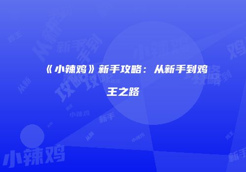 《小辣鸡》新手攻略：从新手到鸡王之路