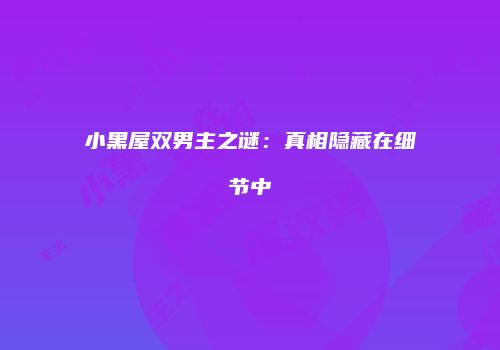 小黑屋双男主之谜：真相隐藏在细节中