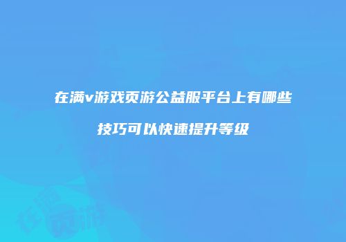 在满v游戏页游公益服平台上有哪些技巧可以快速提升等级