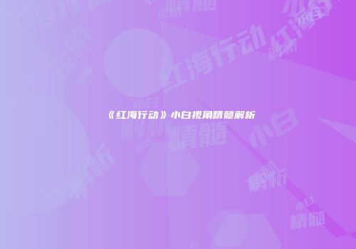 《红海行动》小白视角精髓解析