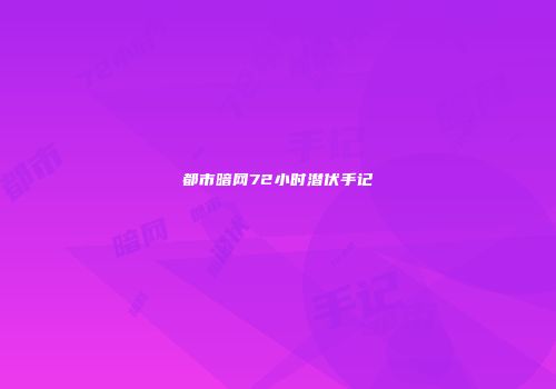 都市暗网72小时潜伏手记