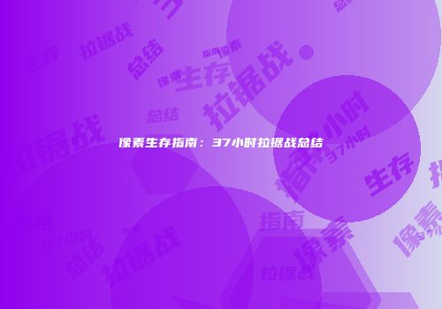 像素生存指南：37小时拉锯战总结