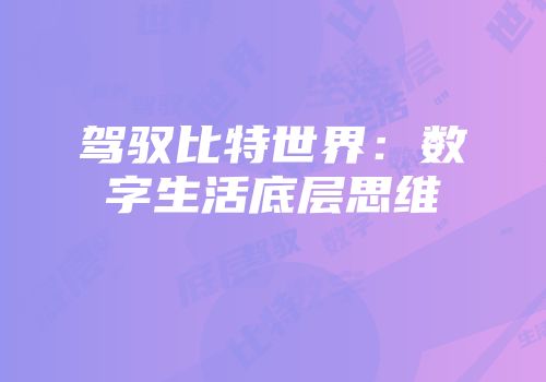 驾驭比特世界：数字生活底层思维