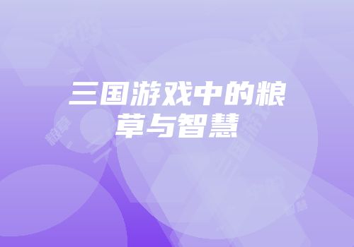 三国游戏中的粮草与智慧