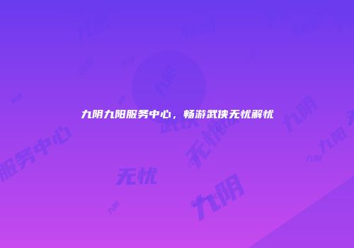 九阴九阳服务中心,畅游武侠无忧解忧