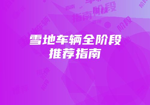 雪地车辆全阶段推荐指南