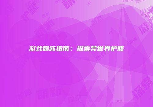 游戏萌新指南：探索异世界护照