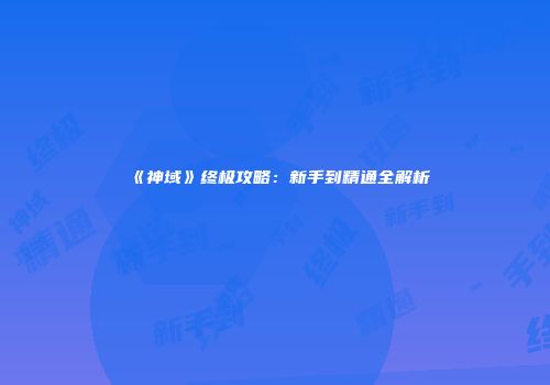 《神域》终极攻略：新手到精通全解析