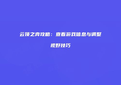 云顶之弈攻略：查看游戏信息与调整视野技巧
