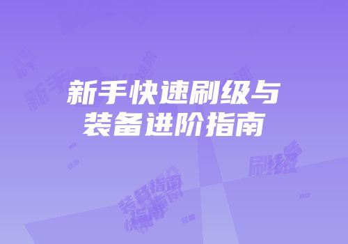 新手快速刷级与装备进阶指南