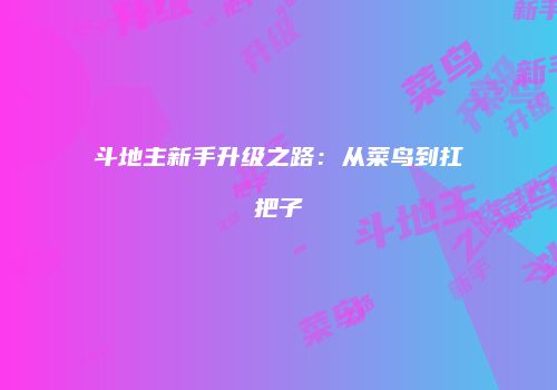 斗地主新手升级之路：从菜鸟到扛把子