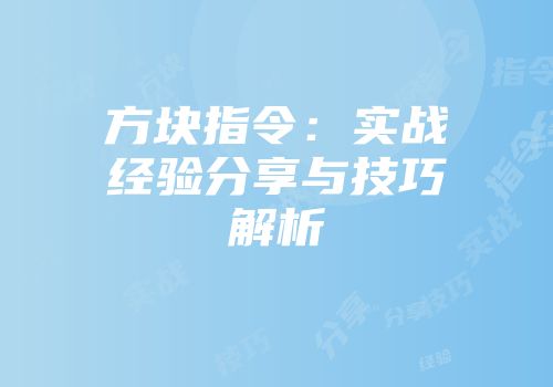 方块指令:实战经验分享与技巧解析