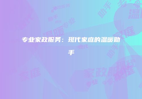 专业家政服务：现代家庭的温暖助手