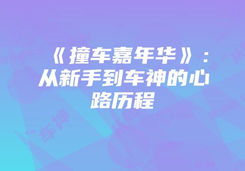 《撞车嘉年华》：从新手到车神的心路历程