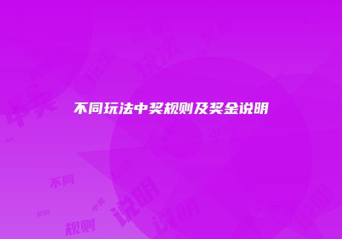 不同玩法中奖规则及奖金说明