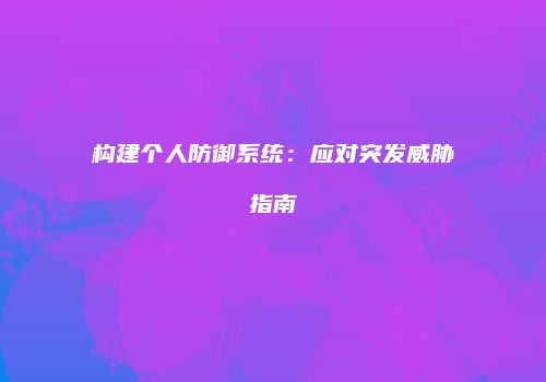 构建个人防御系统：应对突发威胁指南