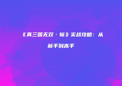 《真三国无双·斩》实战攻略：从新手到高手